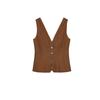 Summer New Women clothes Linen Blend Single Row Multi-Buckle Minimalist All-Match V-neck Sleeveless Vest 3503586