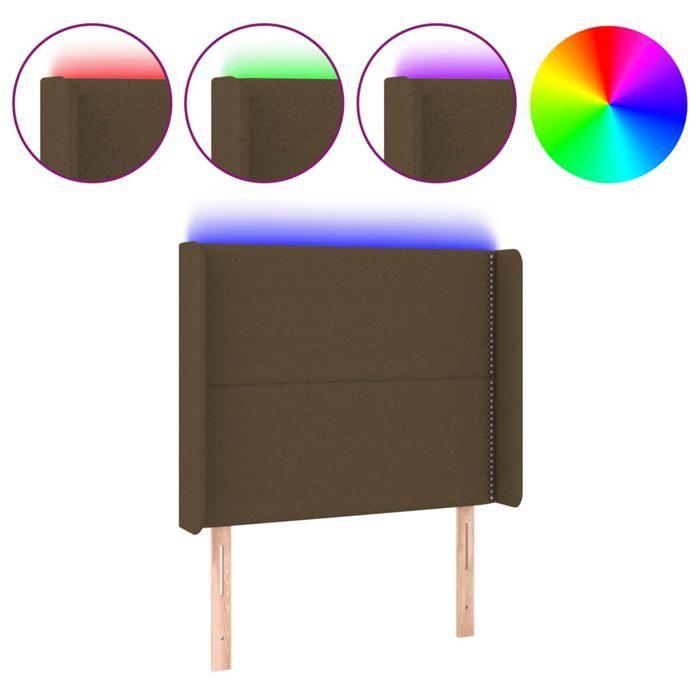 VidaXL Tête de Lit à LED Meuble de Chambre à Coucher Accessoire de Lit Simple Tête de Cadre de Lit Intérieur Marron Foncé 3123901