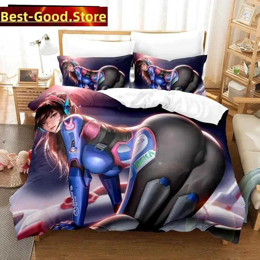 3D Anime Sexy Girls Overwatch Bedding Set Printed Bed Set With Pillowcase Duvet Cover Soft Single Double Queen Super King Size