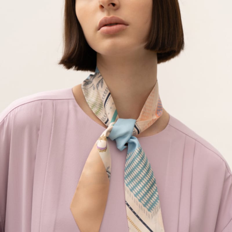 Saint Luxure Seide Kleiner Schal Twilly Einfarbig SL21SSTPN