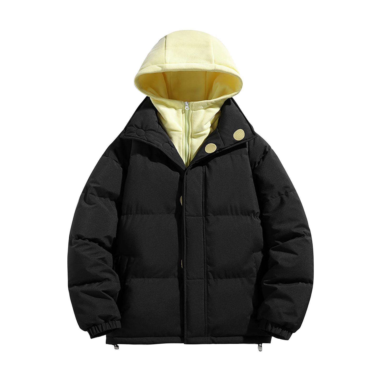 

Зимняя теплая повседневная куртка с капюшоном, имитация двухкомпонентного кардигана, хлопковая куртка XL жёлтый