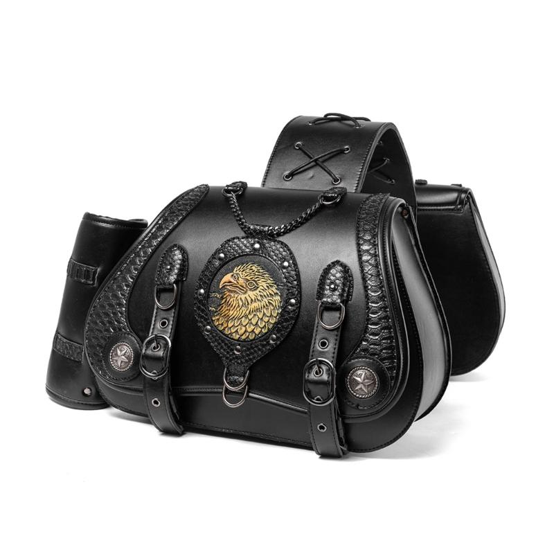 1 Pair Retro Punk Style Saddlebag Motorcycle Tool Bag Waterproof Travel Luggage Storage Bag Motorbike Over Saddles Bags