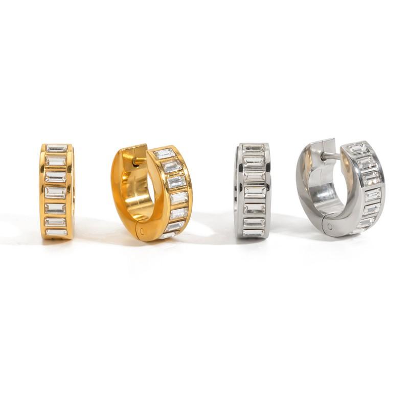 Joom Stainless Steel Hoop Earrings Women Light Luxury Sparkling Jewelry Hypoallergenic Non-Fading