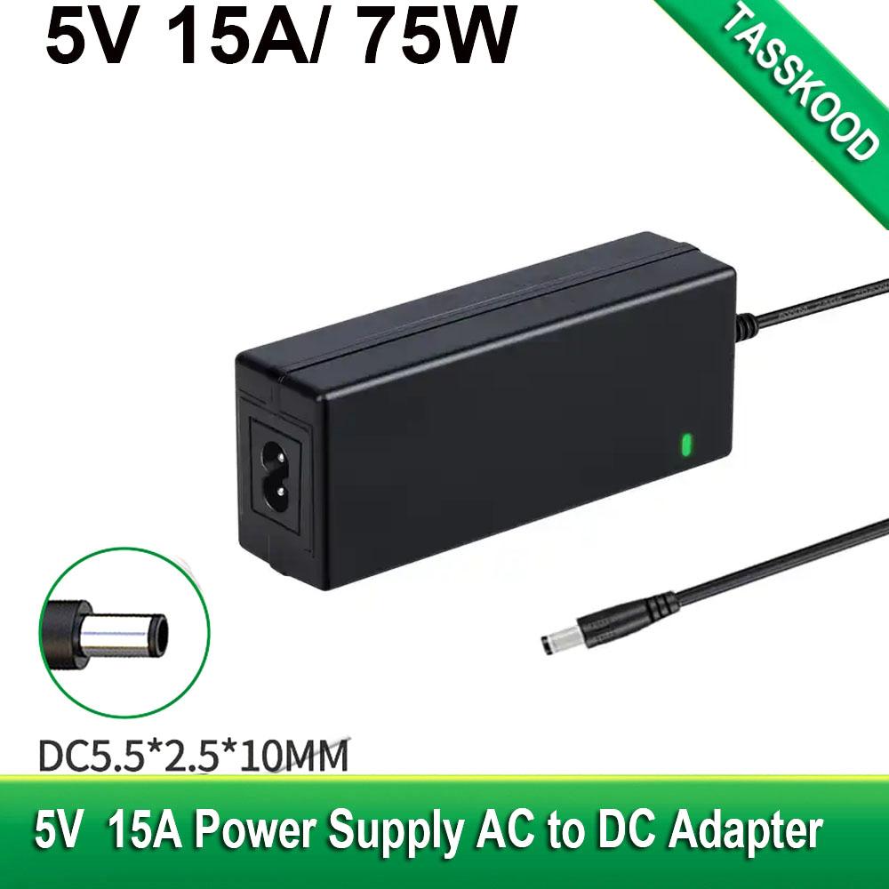 

5V 15A 75W Power Supply 100V-240V AC to DC Adapter 15 amp Switching Converter for WS2811 WS2812B WS2813 2801 LED Strip Lights EU PLUG