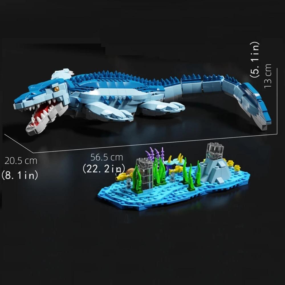 Buildmoc Jurassic Dinosaurs Park Triceratops Velociraptor Mosasaur Tyrannosaurus Rex Baby MOC Building Blocks Toys for Children