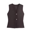 DAFIFY  Women's Fashion Casual Spring Fall Solid Color Print Sleeveless V-Neck Sweaters