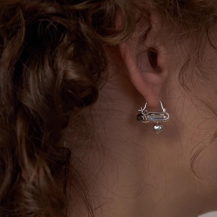 S925 Ballet Shoe & Heart Earrings - Silver & Gold Unique Gift 2025