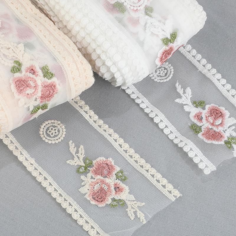 5 Yards Flower Embroidery Lace Ribbon For Bow Making Clothing Decor Sewing Fabric Craft Supplies Needlework Accessories