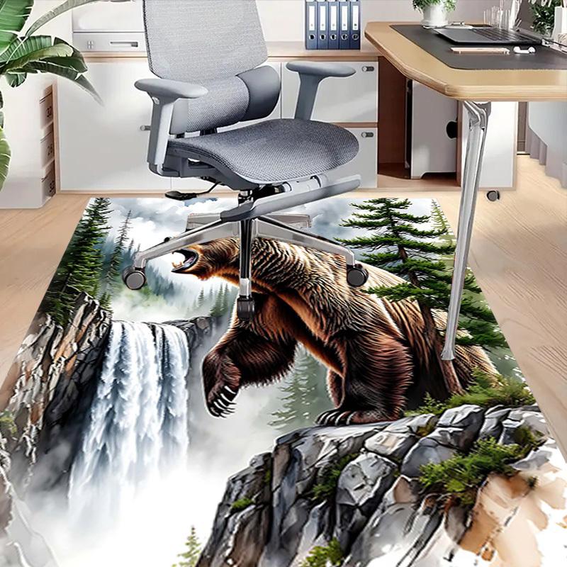 1PC Nature, Bear Non-Slip Floor Carpet Compatible for Office&Living Room&Dining room - Flat-Weave Machine- Soft & Pattern-E232