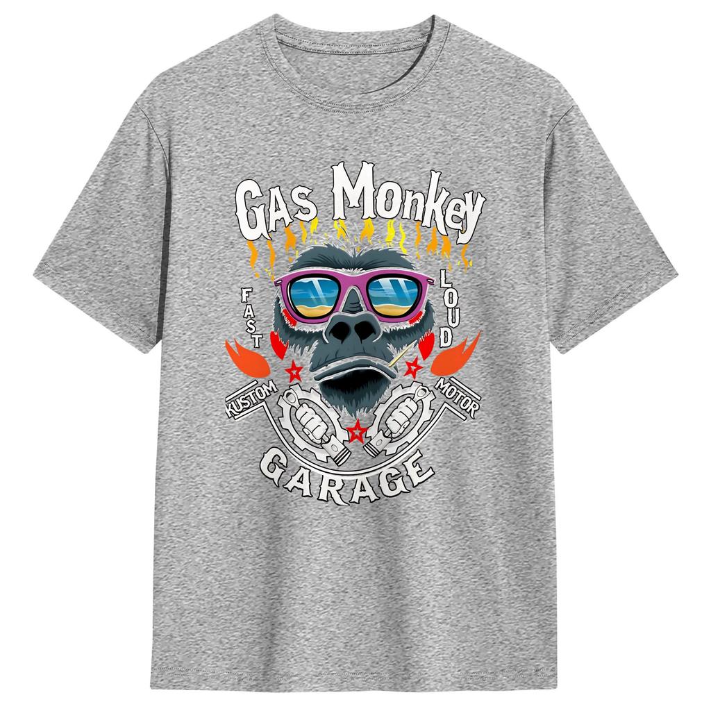 Unisex TShirt Monkey Gas Garage Novelty Cotton Tees Short Sleeve T Shirts O Neck Clothes 4XL 5XL