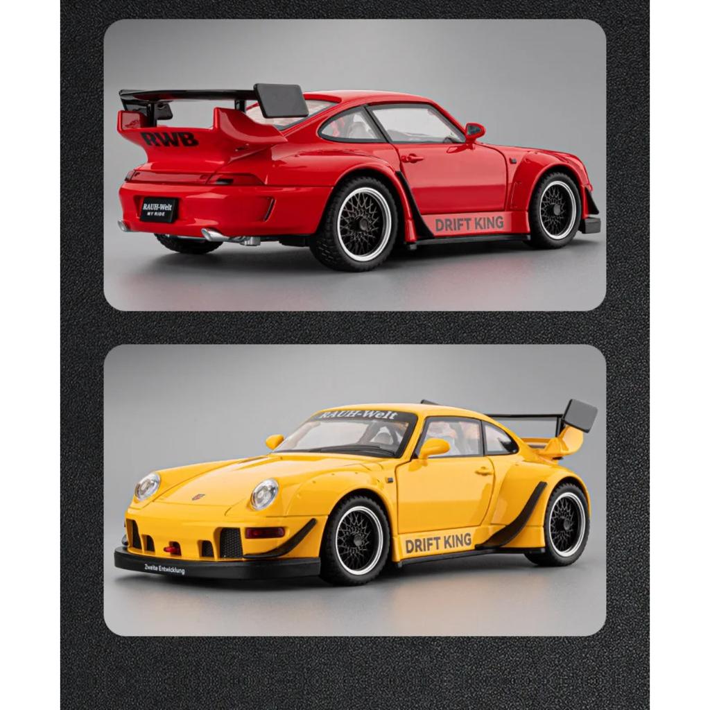1/22 Porsche 993 RWB 911 Supercar Alloy Model Car Toy Diecasts Metal Casting Sound and Light Car Toys for Children Vehicle