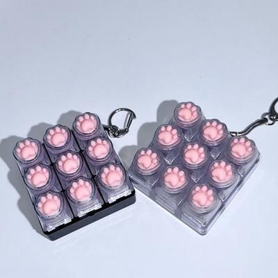 Relaxing 9Keys Fidget Keychain DIY Keyboard Keycap Finger Keyboard Cap Cat's Paw Shape Pass The Time Clicker Toy Adult Toy