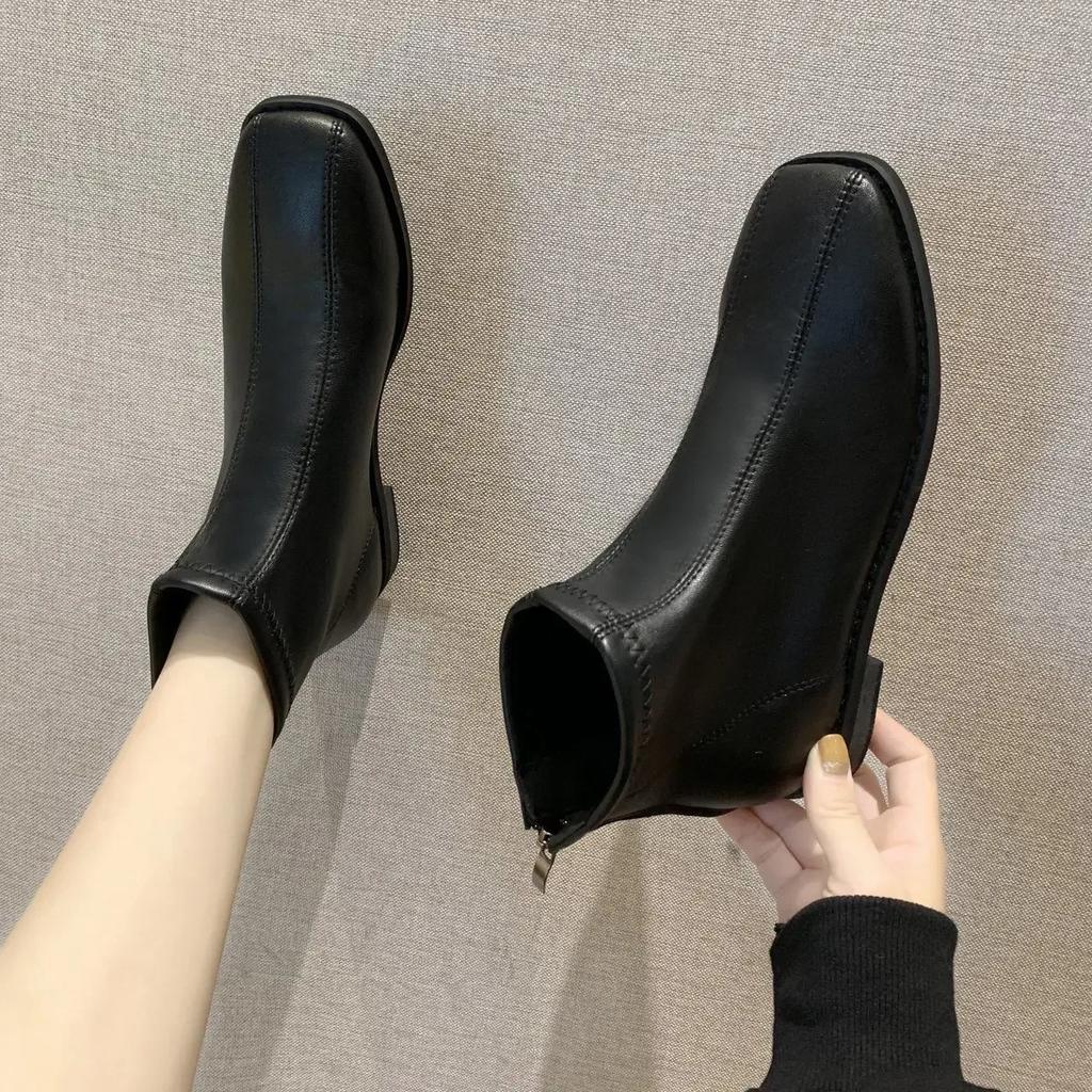Elegant With Low Heels Ankle Boots for Women New In Autumn Booties Rock Pu Goth Designer Luxury Winter 2024 39 Woman Short Shoes