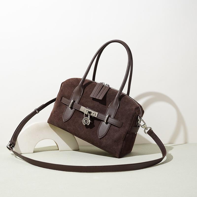 Premium handbag New matte suede Boston bag Simple and versatile fashionable women's large-capacity messenger bag