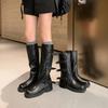 New Spot Spice Girls Pants Boots~ 6.5cm Height Increasing Buckle Mid Tube Western Knight Boots Women's Pile Women's Boots
