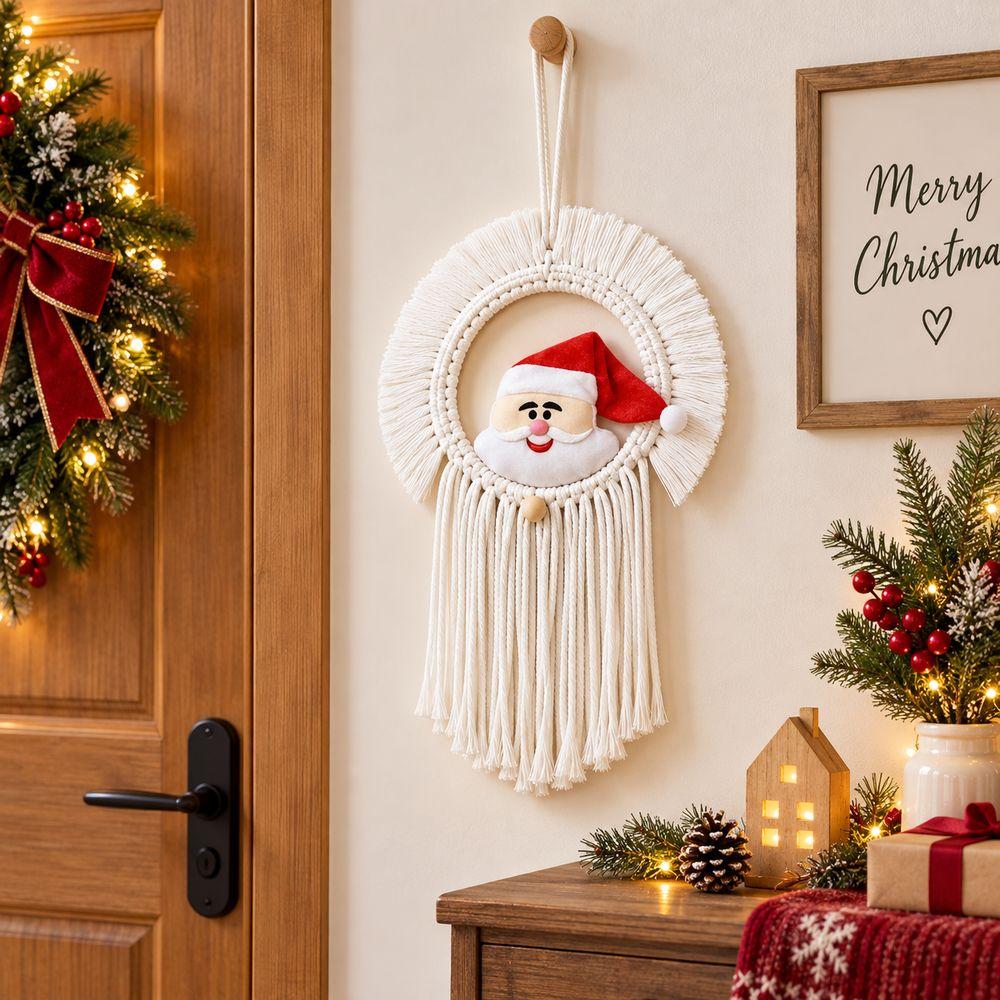 Round Shape Santa Claus Wall Hanging 20x30cm Santa Christmas Decoration Kids Room Decoration