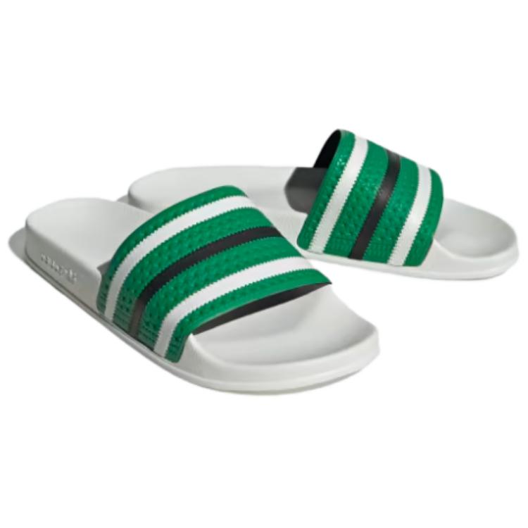 New Adidas Adilette Slides 'Green White' IG7501