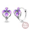 Hoop Earrings 925 Silver Sparkling Retro Pattern Heart and Dragonfly Stud Earrings for Women Girl Party Wedding Jewelry