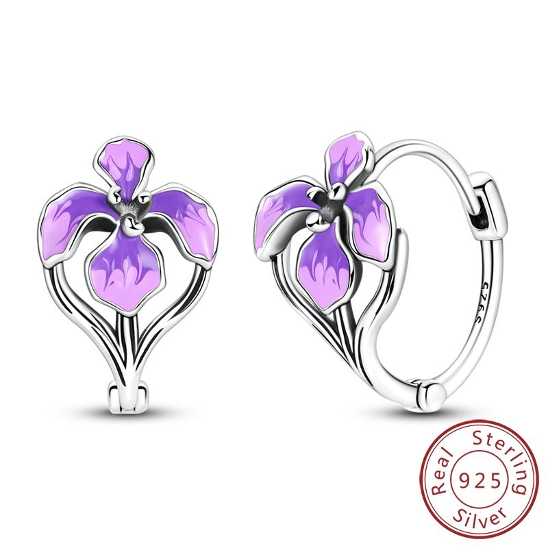 Hoop Earrings 925 Silver Sparkling Retro Pattern Heart and Dragonfly Stud Earrings for Women Girl Party Wedding Jewelry