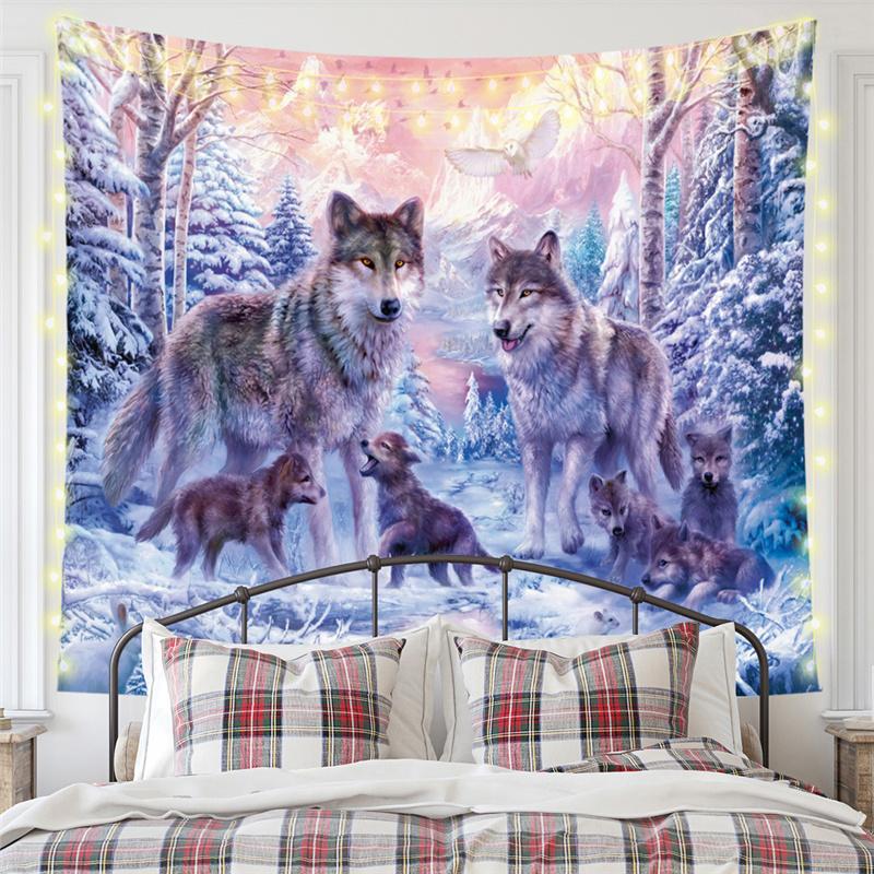Nordic Nature Forest Landscape Mew Tapestry Background Cloth  HD Hanging Cloth Tapestry Home Decor