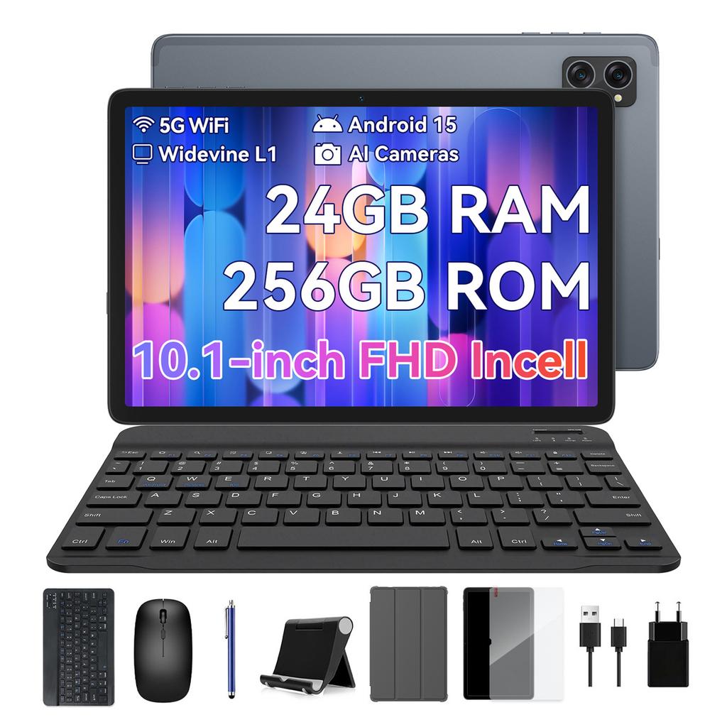 BESTTAB T20 Android 15 24GB RAM  256GB ROM Tablet 10 Inches 1280x 800 FHD FHD Display Octa Core T606 PC Tablet with Keyboard