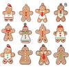 Set Of 12 Christmas Tree Decor Hanging Cartoon Gingerbread Man/Snowman/Santa Pendant Festival Party Ornament For Indoor
