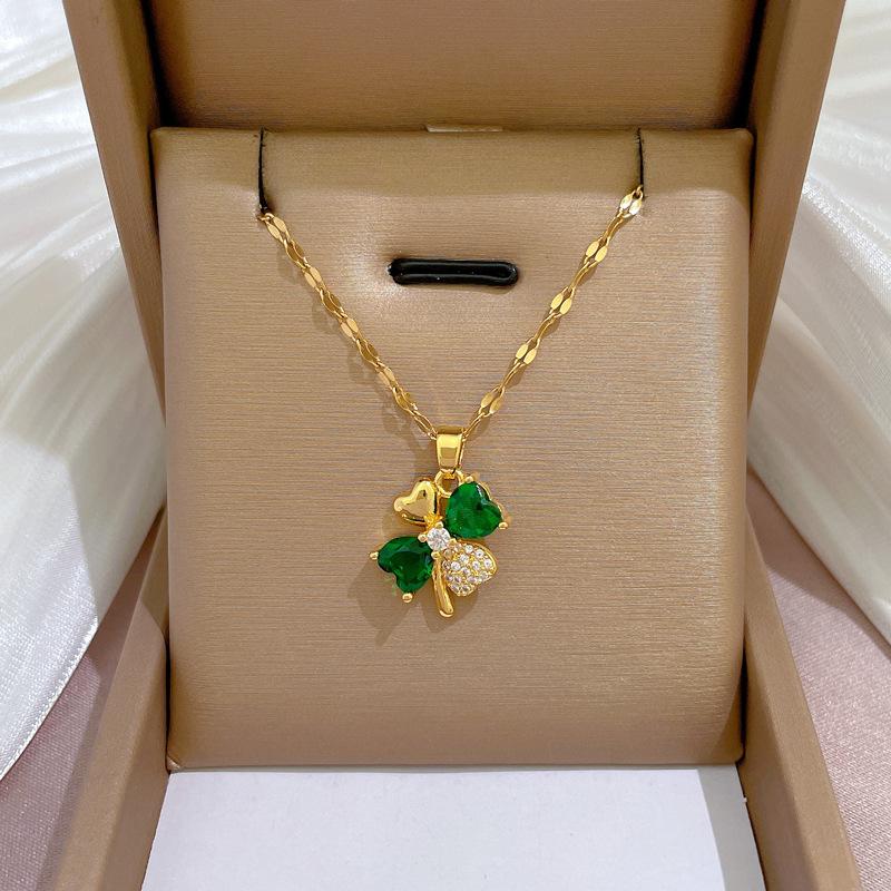 Geometric Popular Elements Luxury Banquet Wedding Necklace Women'S Versatile Clavicle Chain Titanium Steel