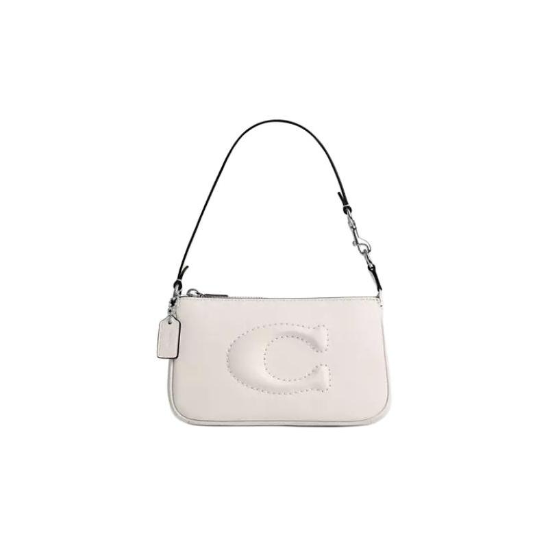 

COACH Nolita 19 zipper solid color smooth leather shoulder tote small women s white белый