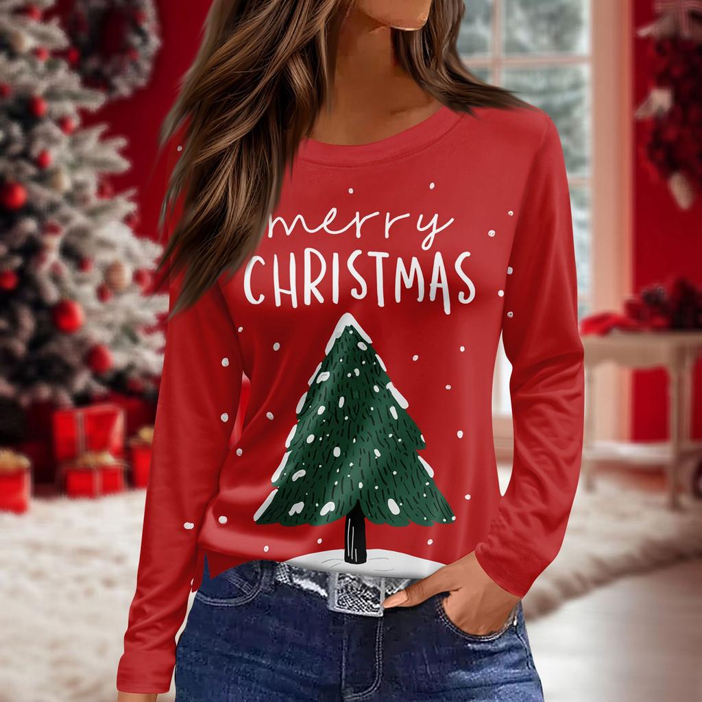 Women's Daily Casual Long-sleeved Printed O-neck Top