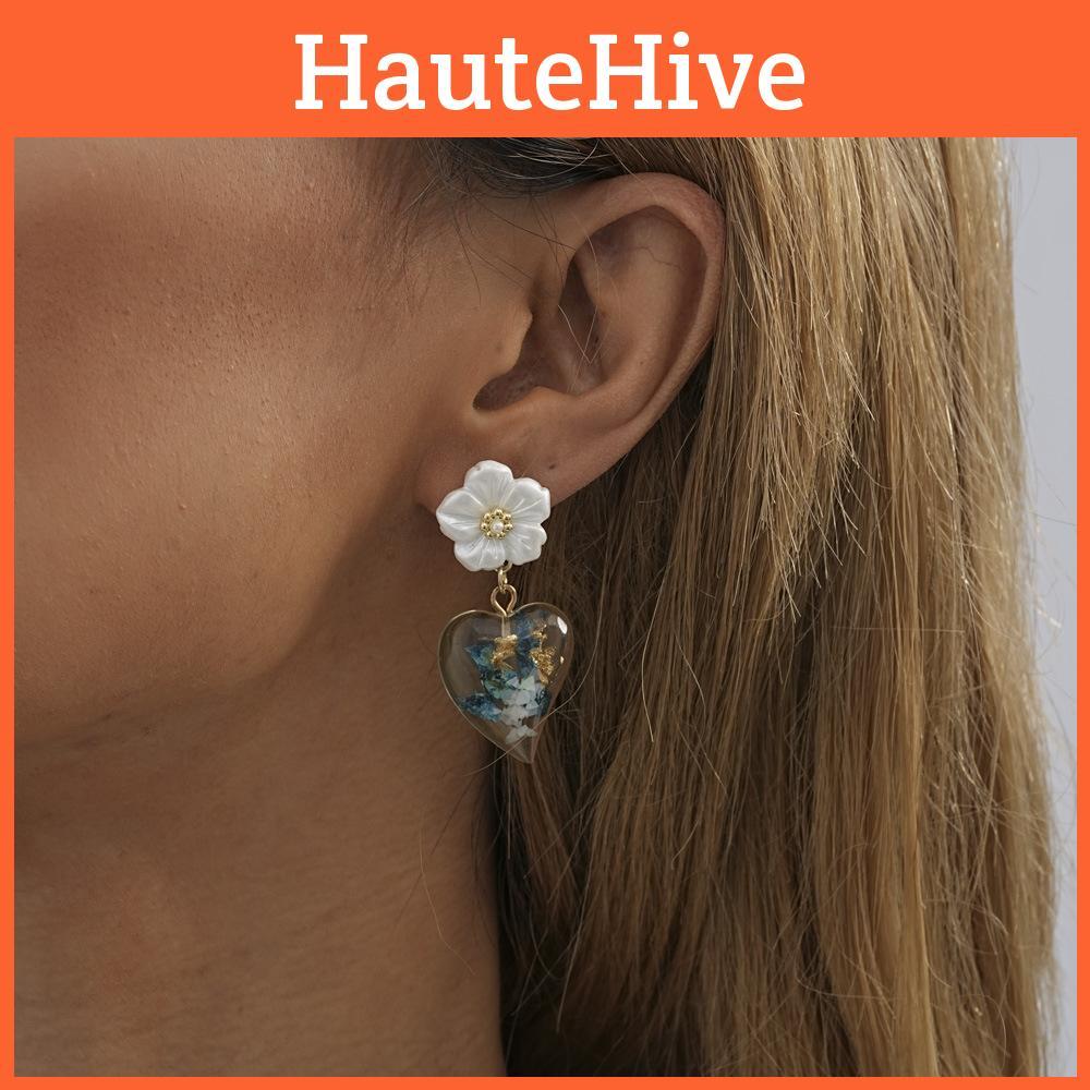 Trendy Geometric Resin Flower Earrings 2023 Heart Shaped Studs For Women