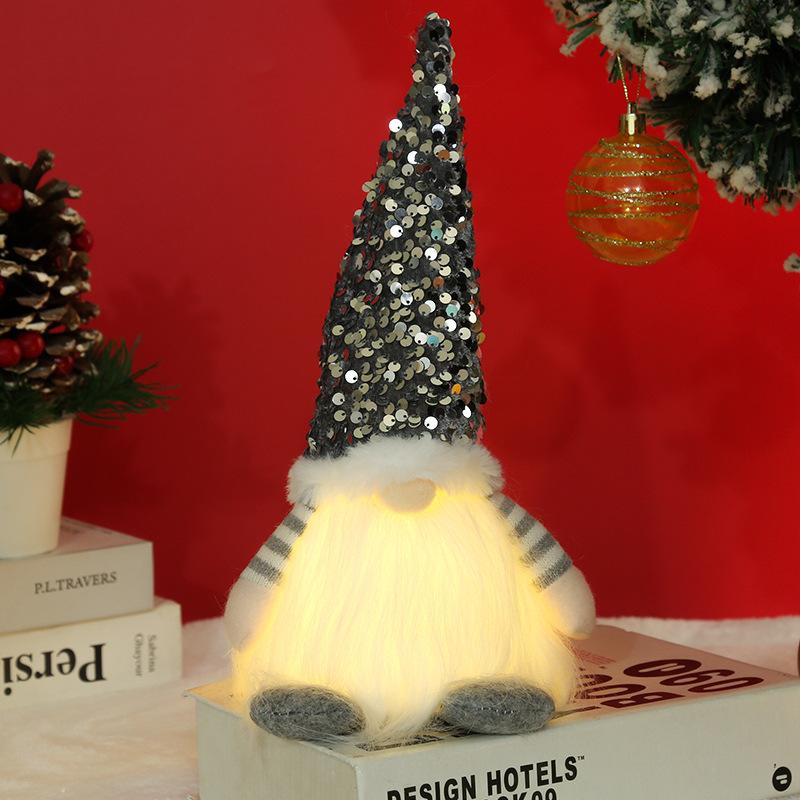 New Christmas Decoration Christmas Sequins Luminous Rudolph Doll Santa Claus Faceless Doll Ornaments