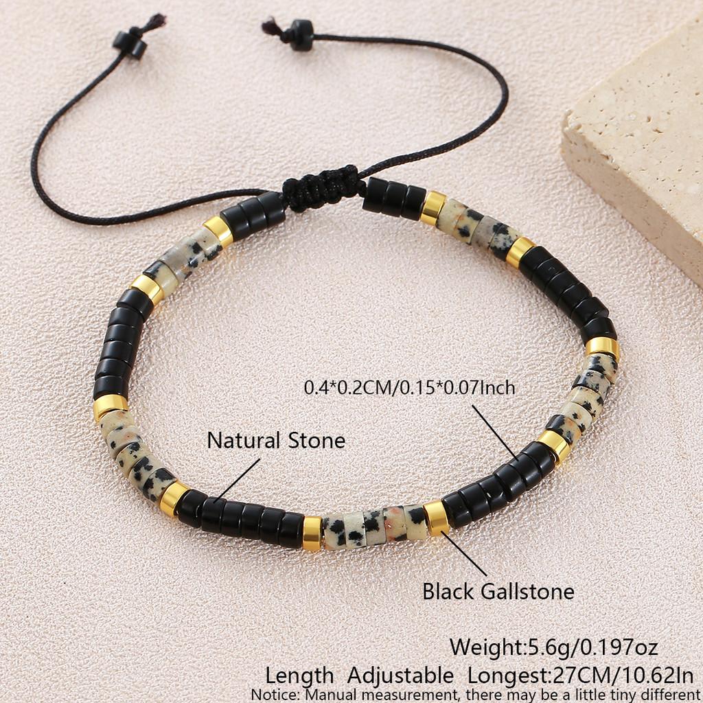 Geometric Turquoise Beaded Bracelet With Adjustable Woven Cord For Casual Wear