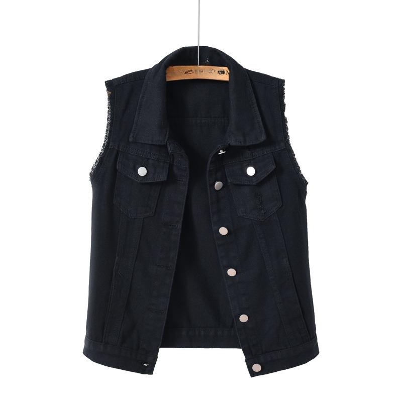 Denim Vest Women's Short Spring and Summer Slim Slimming Sleeveless Jacket Ripped Cardigan Top