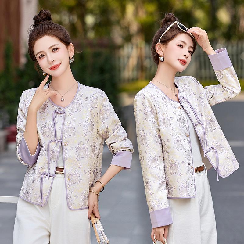 

Весна 2025 Китайская куртка: Жаккард в национальном стиле с застежкой-пуговицей «лягушка» и современным дизайном - WN1005 L (120-140 jin) фиолетовый