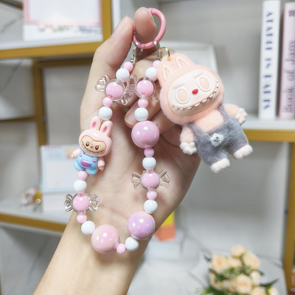 Cartoon Soft Rubber Flocked Rag Keychain Bag Pendant Blind Box Trendy Cool Rag Mobile Phone Chain Couple Small Gift