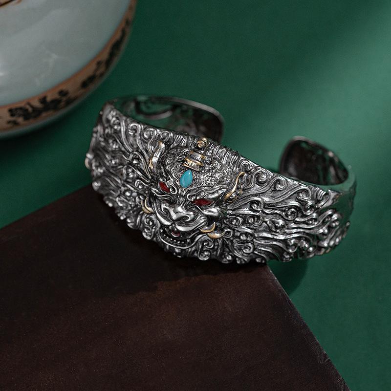 Armband mit offenem Maul, Retro und Grandios, Dominantes Armband, Nischentrend für Männer, Armband im ethnischen Stil