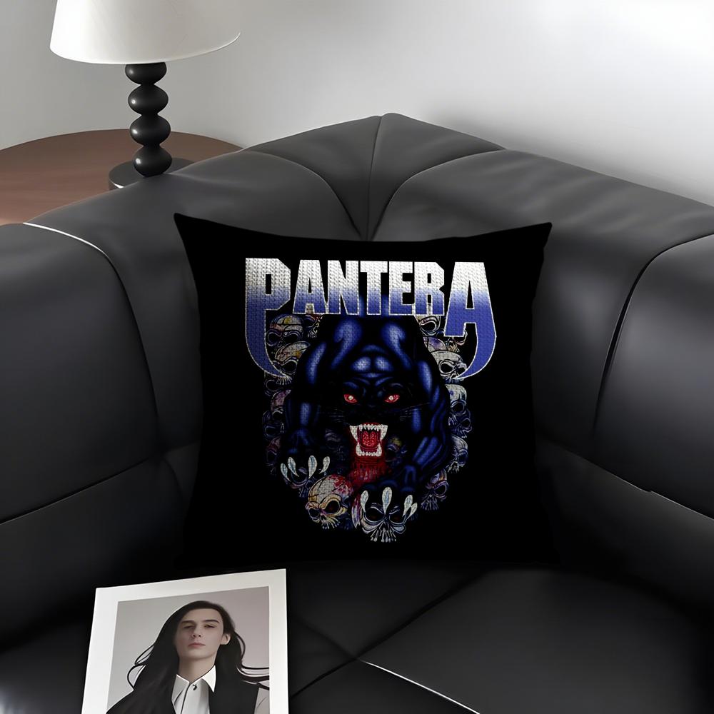 PPantera Music Band Cushion Cover Natural Linen Organic Fabric DoubleSided Printing Sofa Home Decor Gift Pillow Case