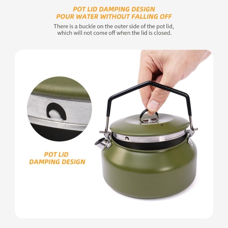 Portable 1 Litre Lightweight Stainless Steel Camping Kettle Durable and Camping Tea Pot for Indoor Outdoor Campfire Use