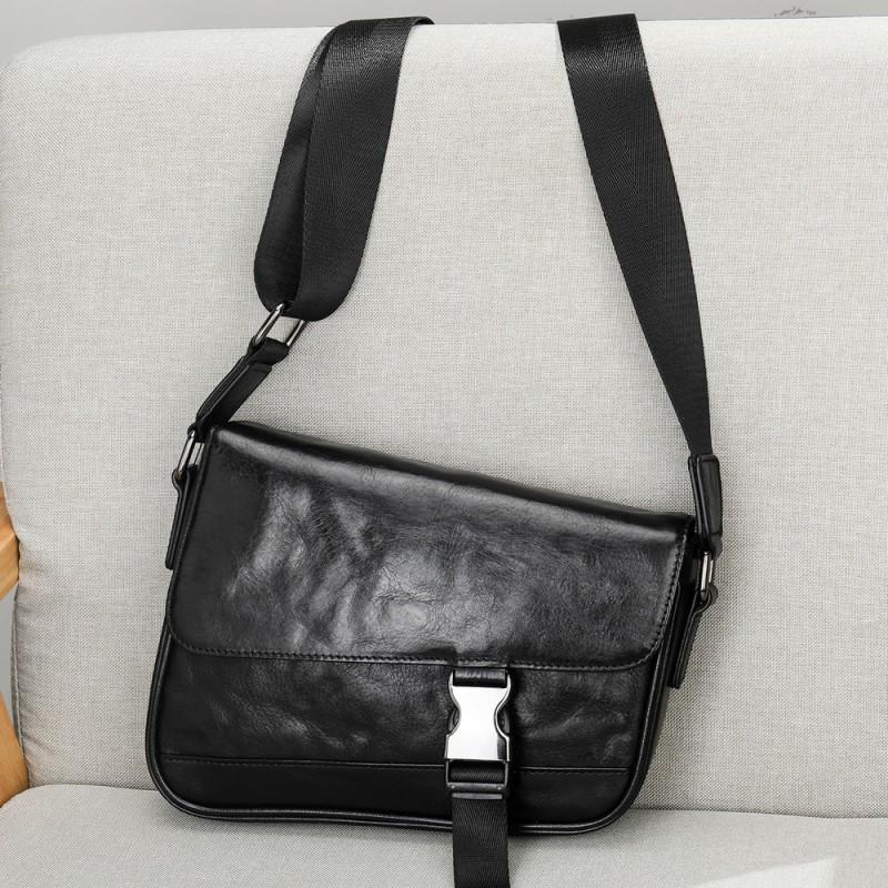 Personalized Street Trend Leather Diagonal Cross Bag Men s Light Luxury Top Layer Cowhide Shoulder Design