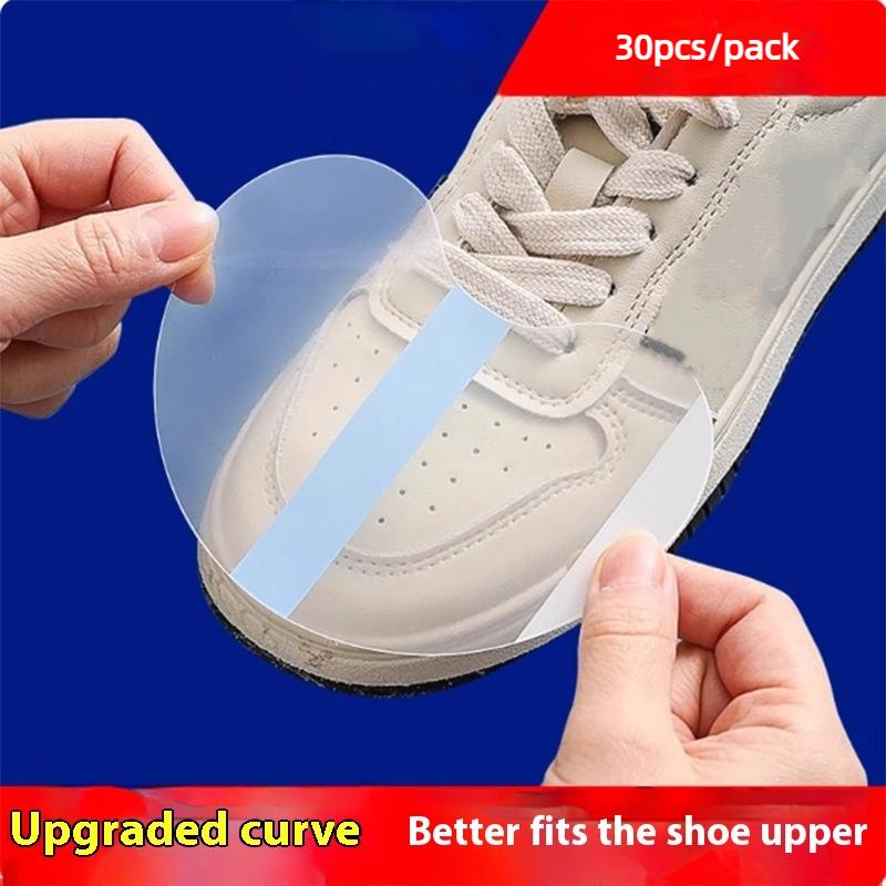 30/60Pcs Shoe Toe Rain Stickers Clear Films Shoe Head Stain Removal Wear Resistant Dirt Resistant Waterproof Shoe Stickers