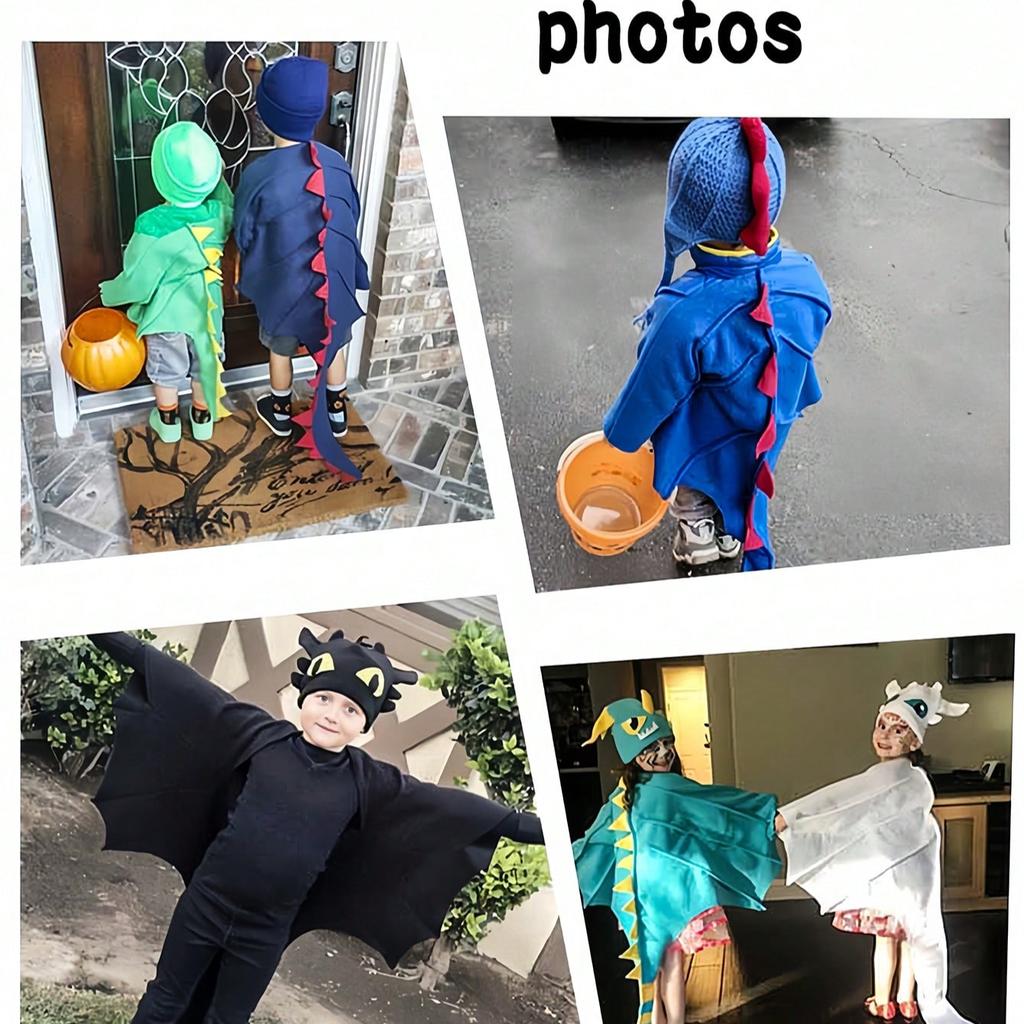 Christmas/Halloween Party Costume Cloak, Hat, Mask Dinosaur Element, Children Festival Performance Shawl Outfit, Holiday Party Cosplay Costume