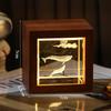 3D Galaxy Crystal Cube Night Light with Wooden Base - Illuminated Desktop Ornament, Perfect Birthday Gift