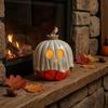 Festive Halloween Table Decor Light Up Ghost Pumpkin Decoration, Vintage Detachable Lamp with Indoor Fall Decorations LED Candle for Kitchen Tabletop