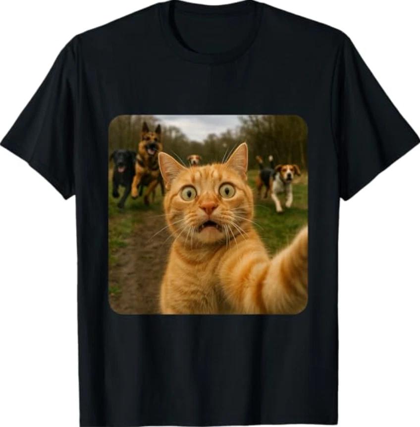 Funny Cat Selfie Design T- Shirt 3XL