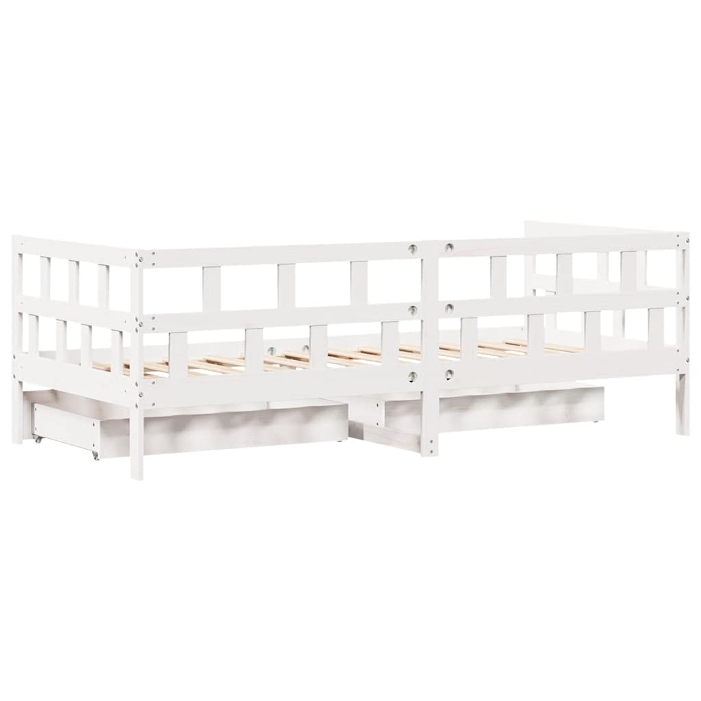 Daybed with Drawers White 80x200 Cm Pine Wood