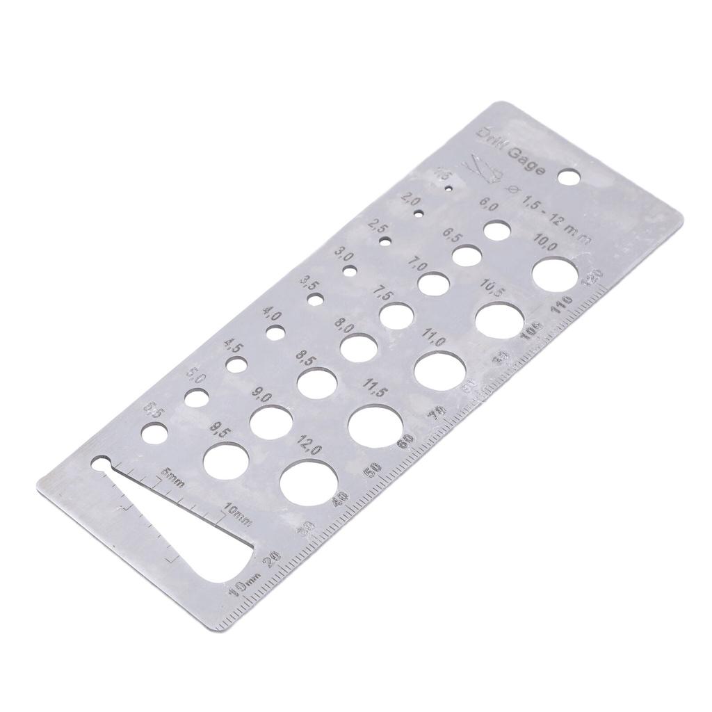 Drill Gauges 1.5-12mm Stainless Metric Bit Gauge for Accurate Measurement Equivalent Bolts And Wire Diameter Index Gauge