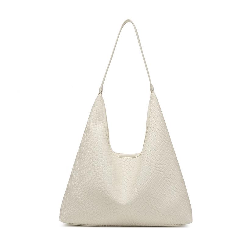 Soft Leather Woven Underarm Shoulder Bag Large Capacity Child and Mother Bucket Bag Lazy Wind Tote Bag Shopping Travel Handbag