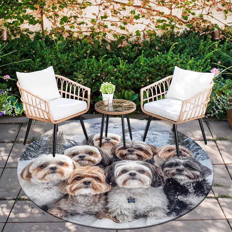 Shih Tzu pattern round rug,Carpet Rug for Living Room Bedroom Playroom ,Non-slip Floor Mat,Holiday Gifts and Birthday Gifts.