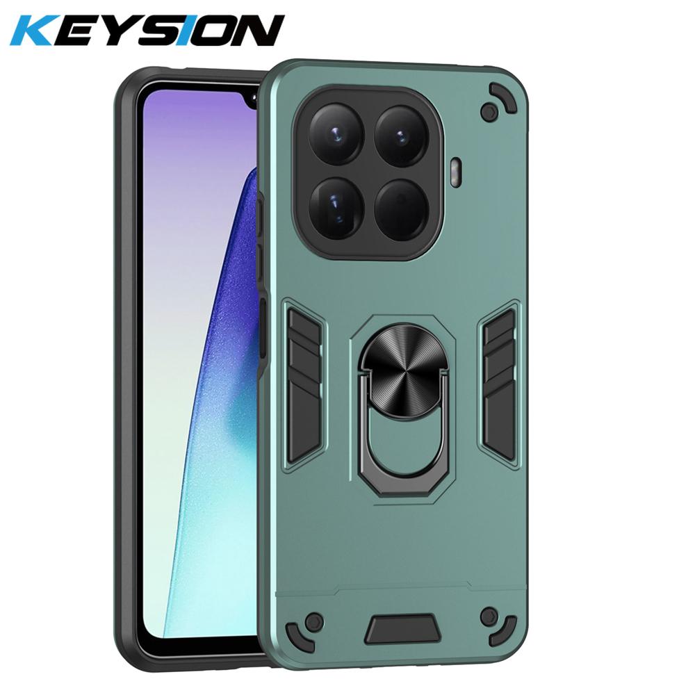 

KEYSION Shockproof Armor Case for Xiaomi 15T 15T Pro 5G Soft Silicone+PC Metal Ring Stand Phone Back Cover for Xiaomi 15T Pro for Xiaomi 15T Pro зелёный