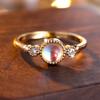 Simple Personality Gold Color Moonstone Rings for Women Vintage Engagement Party Gift Jewelry